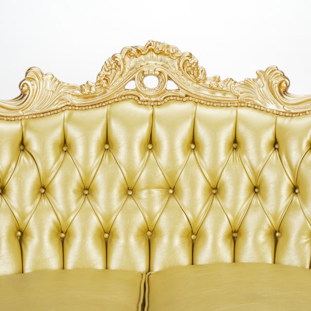 Where to find Victorian Gold Leather Loveseat in Tulsa