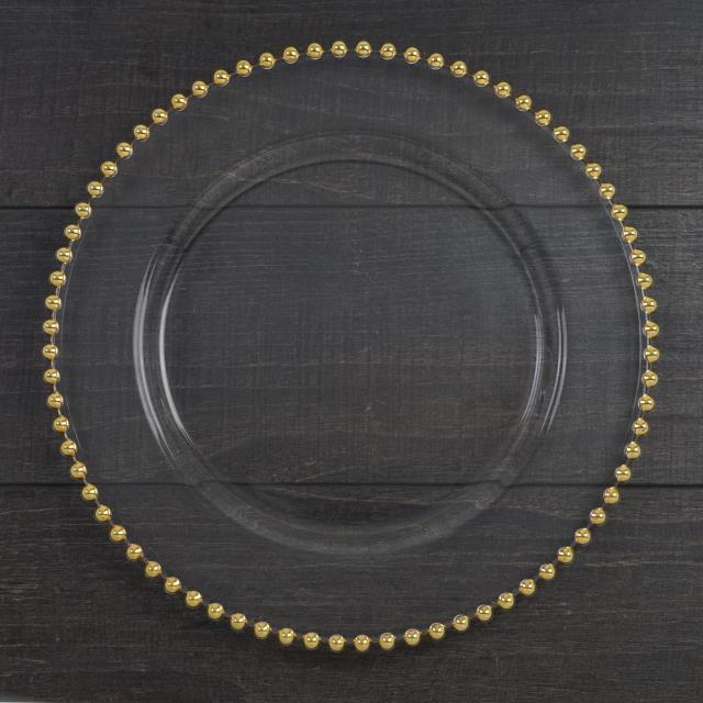 Rental store for Gold Bead Glass Charger Plate 13 in Tulsa OK