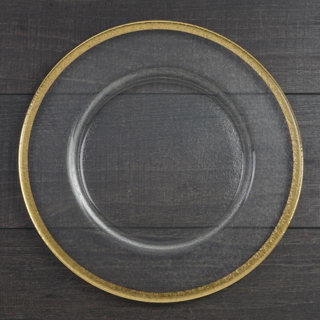 Rental store for Eclisse Glass with Gold Trim Charger 13 in Tulsa OK