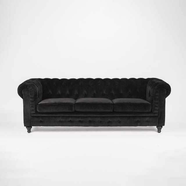 Rental store for Chesterfield Black Velvet Sofa in Tulsa OK