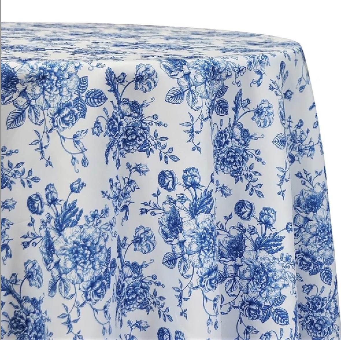 Rental store for 120  Royal Blue French Toile Round in Tulsa OK